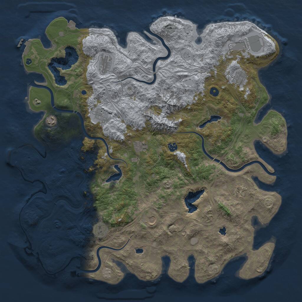 Rust Map: Procedural Map, Size: 5000, Seed: 926303754, 17 Monuments