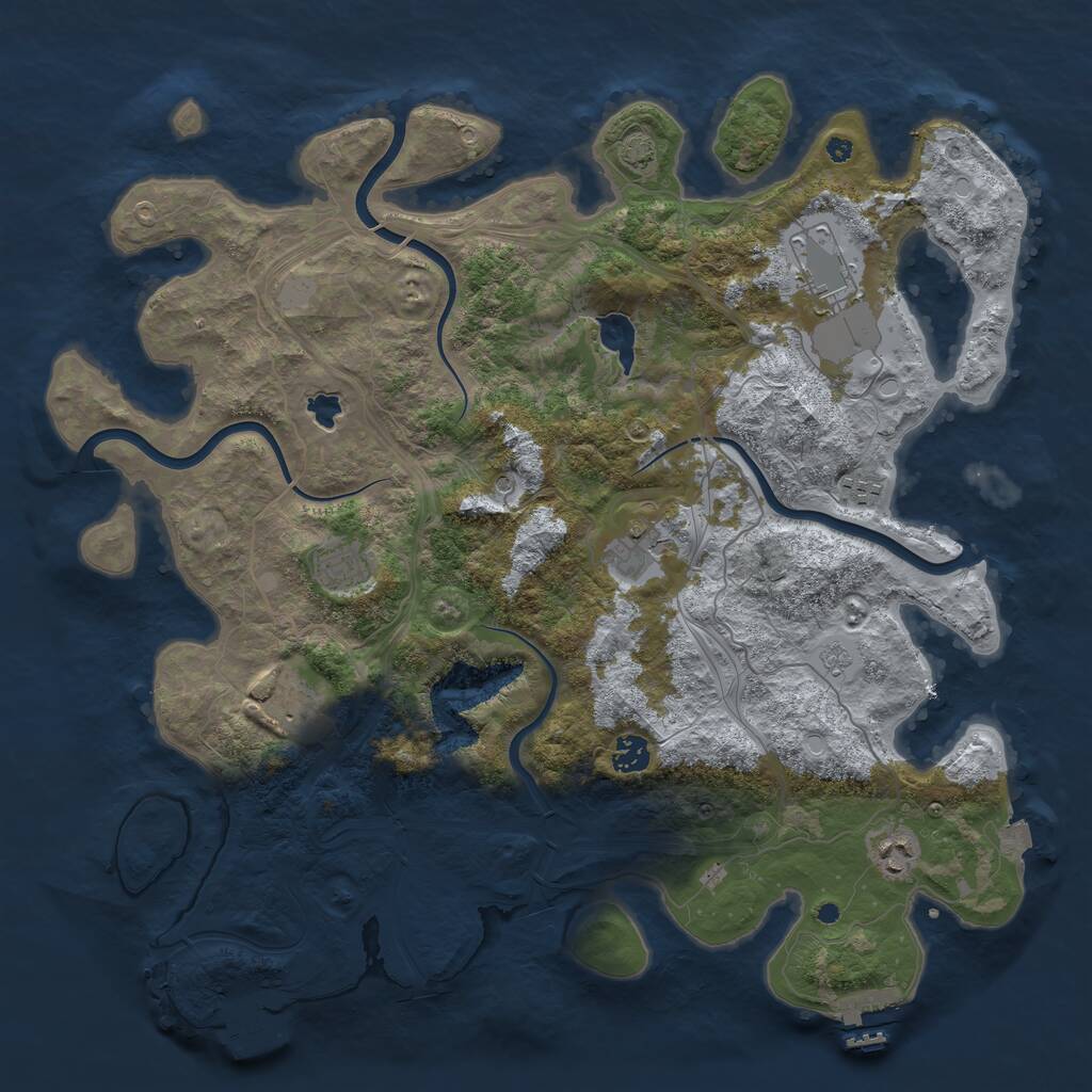 Rust Map: Procedural Map, Size: 4250, Seed: 1954681428, 13 Monuments