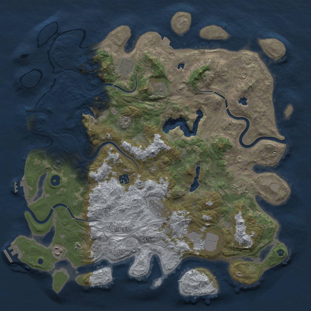 Rust Map: Procedural Map, Size: 4500, Seed: 578761742, 14 Monuments