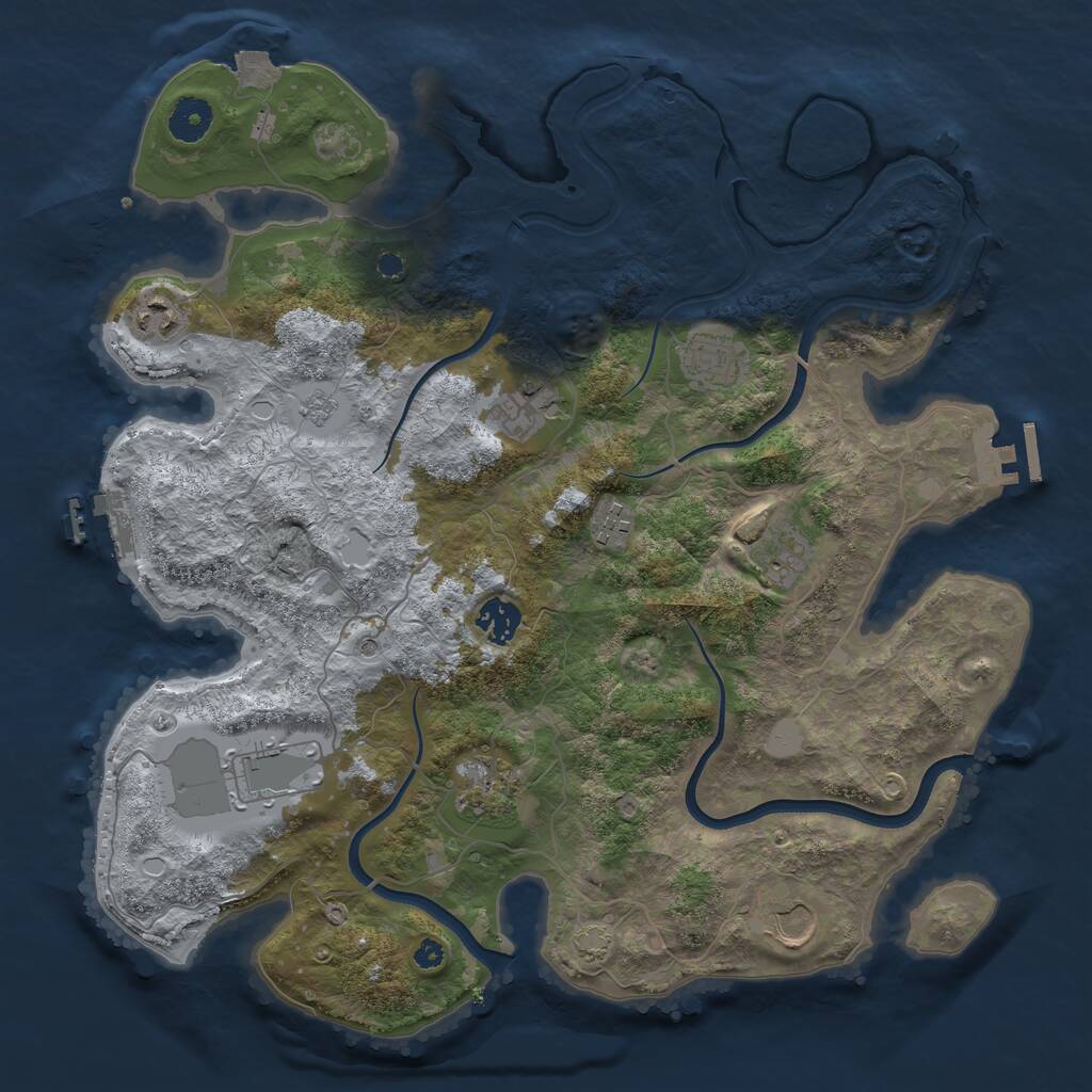 Rust Map: Procedural Map, Size: 3750, Seed: 2091092080, 15 Monuments
