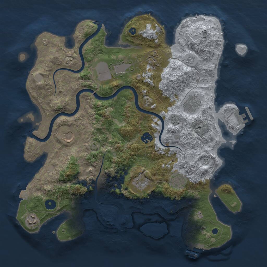 Rust Map: Procedural Map, Size: 3750, Seed: 154877061, 15 Monuments