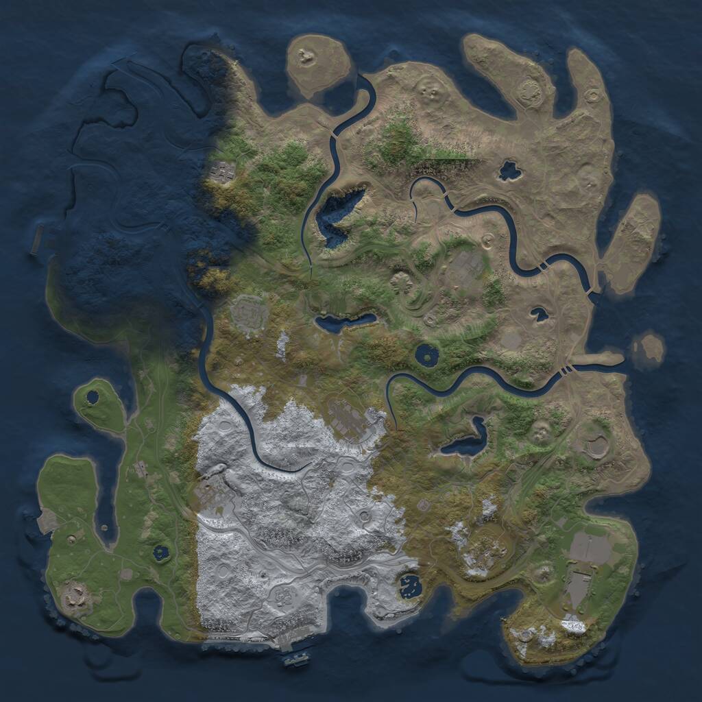 Rust Map: Procedural Map, Size: 4500, Seed: 797617971, 16 Monuments