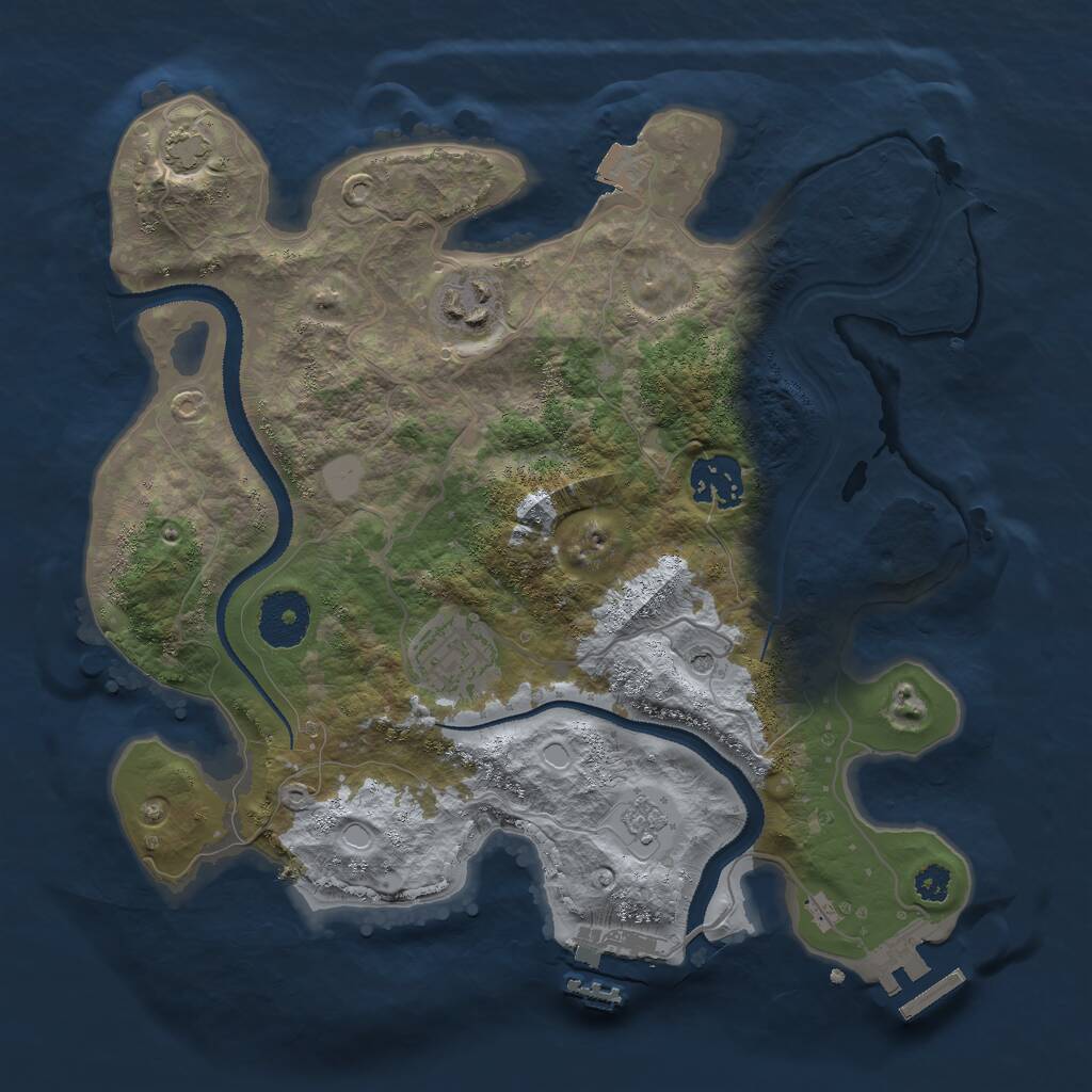 Rust Map: Procedural Map, Size: 3000, Seed: 23668, 9 Monuments