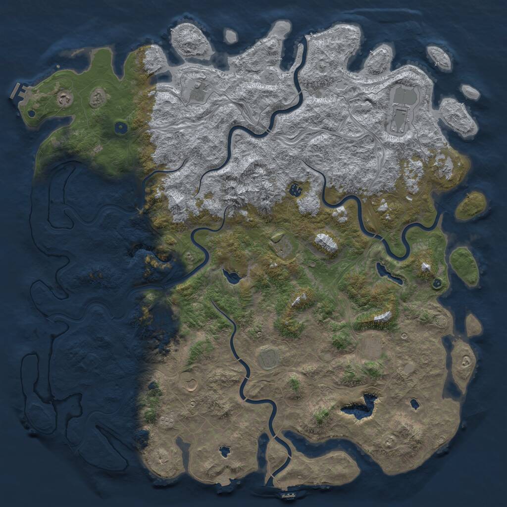 Rust Map: Procedural Map, Size: 6000, Seed: 1101884860, 17 Monuments