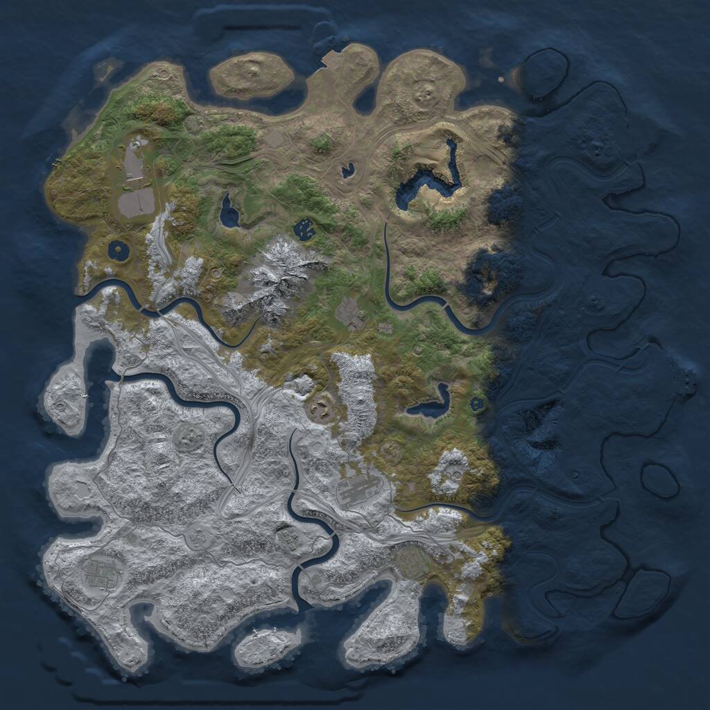 Rust Map: Procedural Map, Size: 5000, Seed: 141672045, 14 Monuments