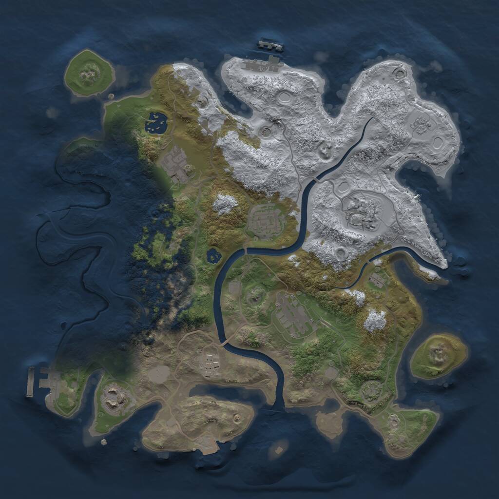 Rust Map: Procedural Map, Size: 3300, Seed: 739540370, 13 Monuments