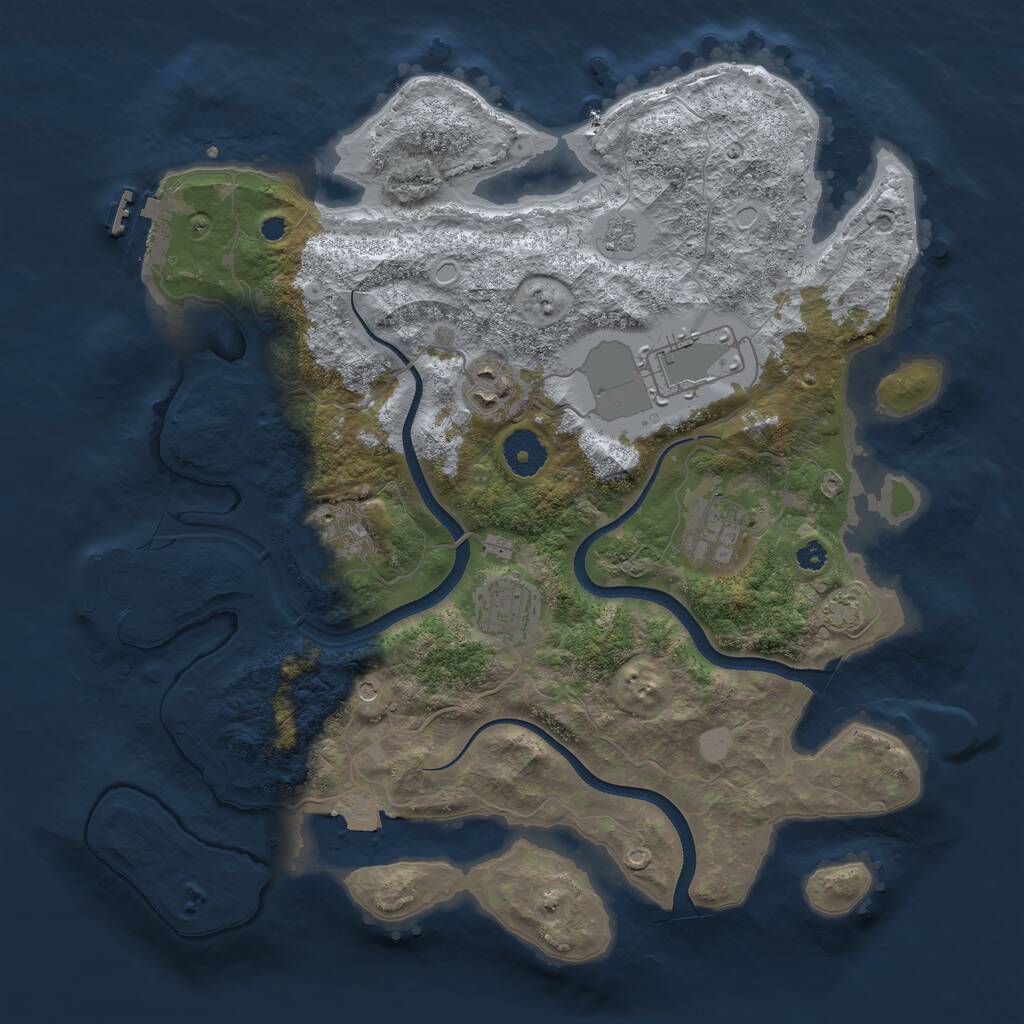 Rust Map: Procedural Map, Size: 3500, Seed: 777906236, 11 Monuments