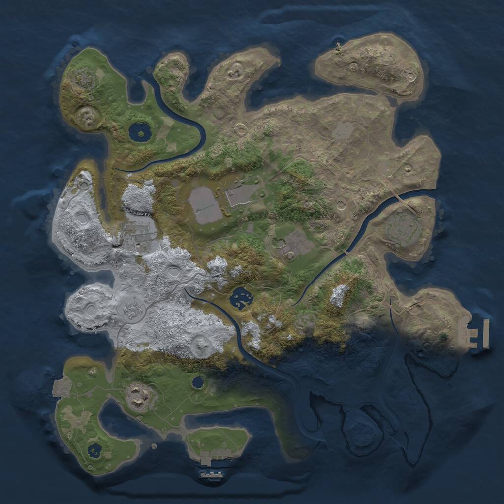 Rust Map: Procedural Map, Size: 3500, Seed: 1245427092, 12 Monuments