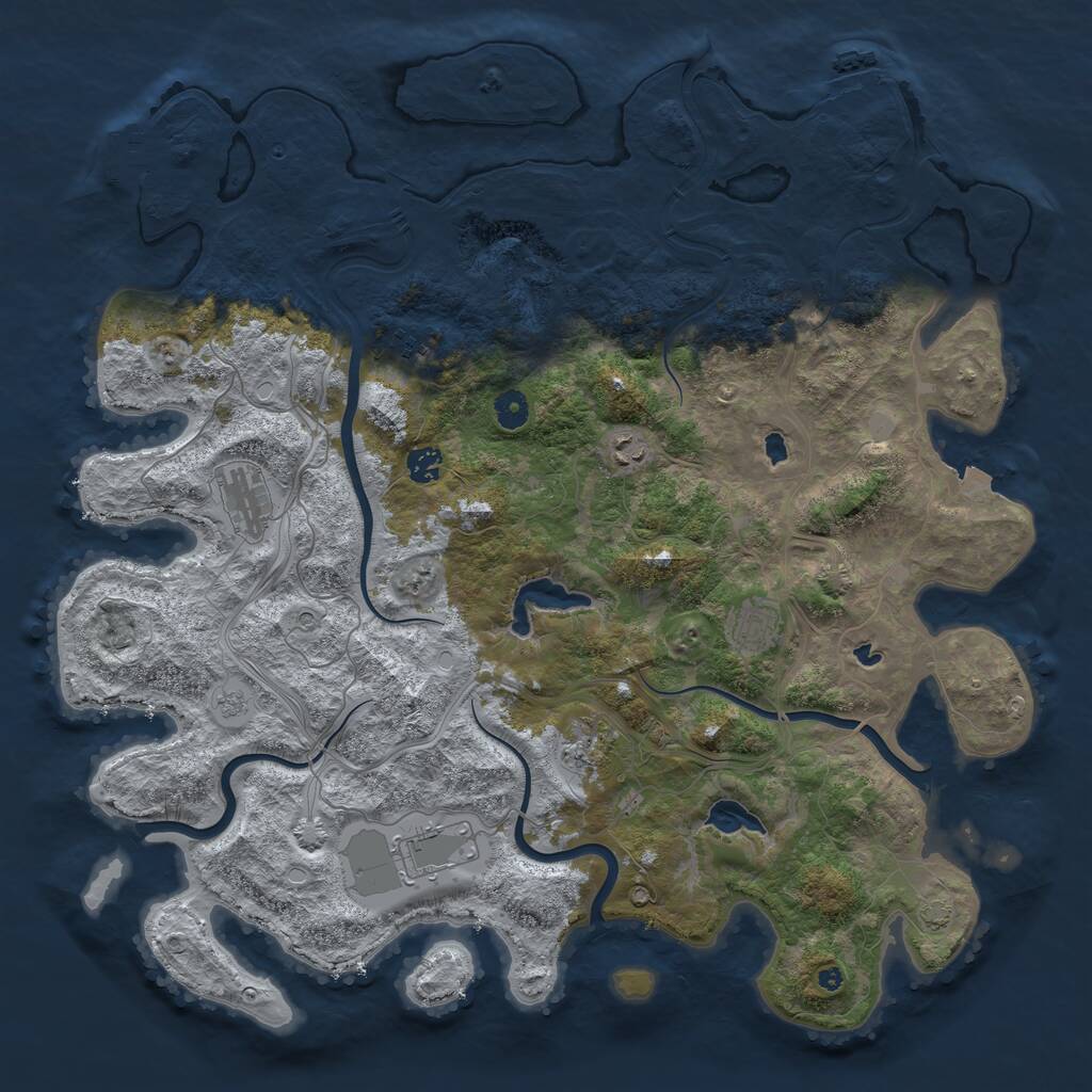 Rust Map: Procedural Map, Size: 4500, Seed: 1383540771, 13 Monuments