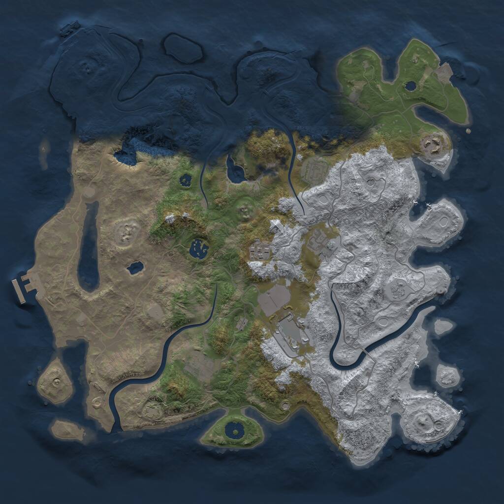 Rust Map: Procedural Map, Size: 4000, Seed: 1052025, 13 Monuments
