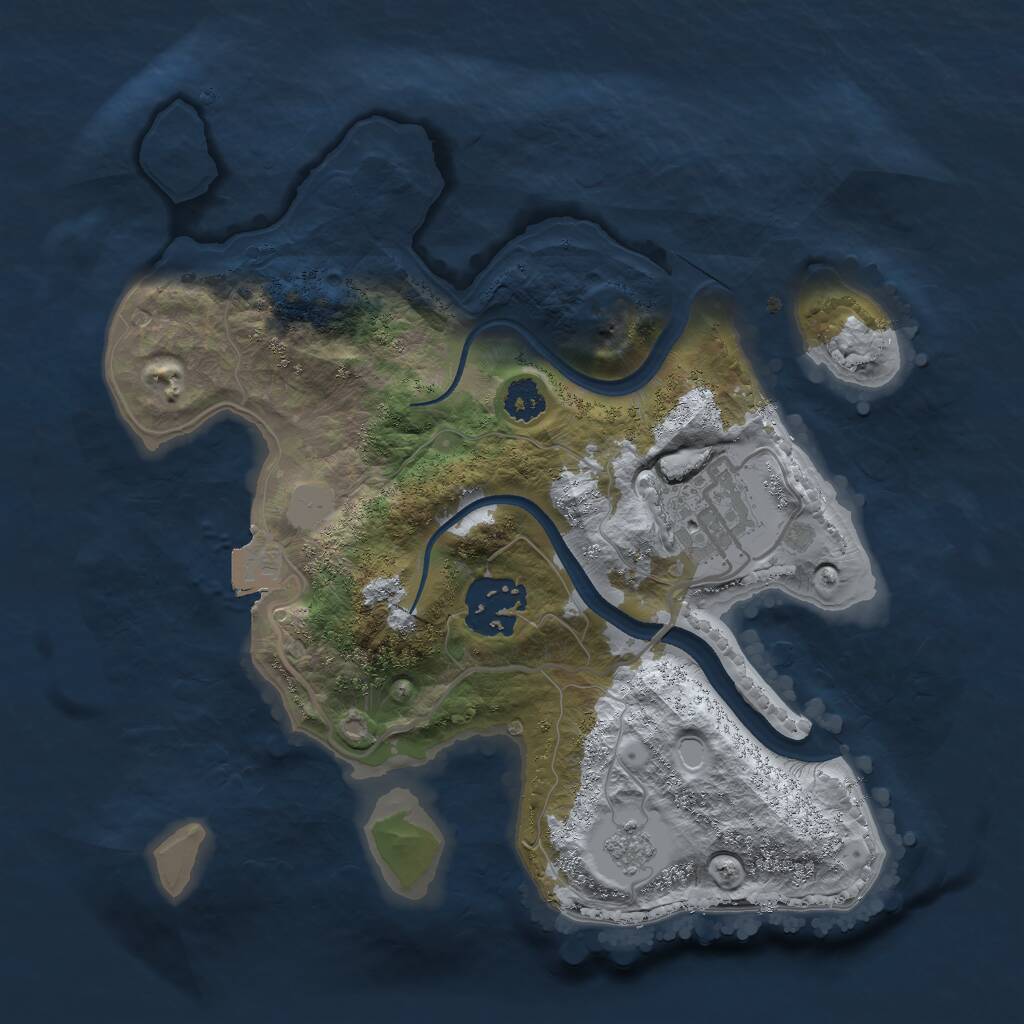 Rust Map: Procedural Map, Size: 2500, Seed: 287003045, 4 Monuments