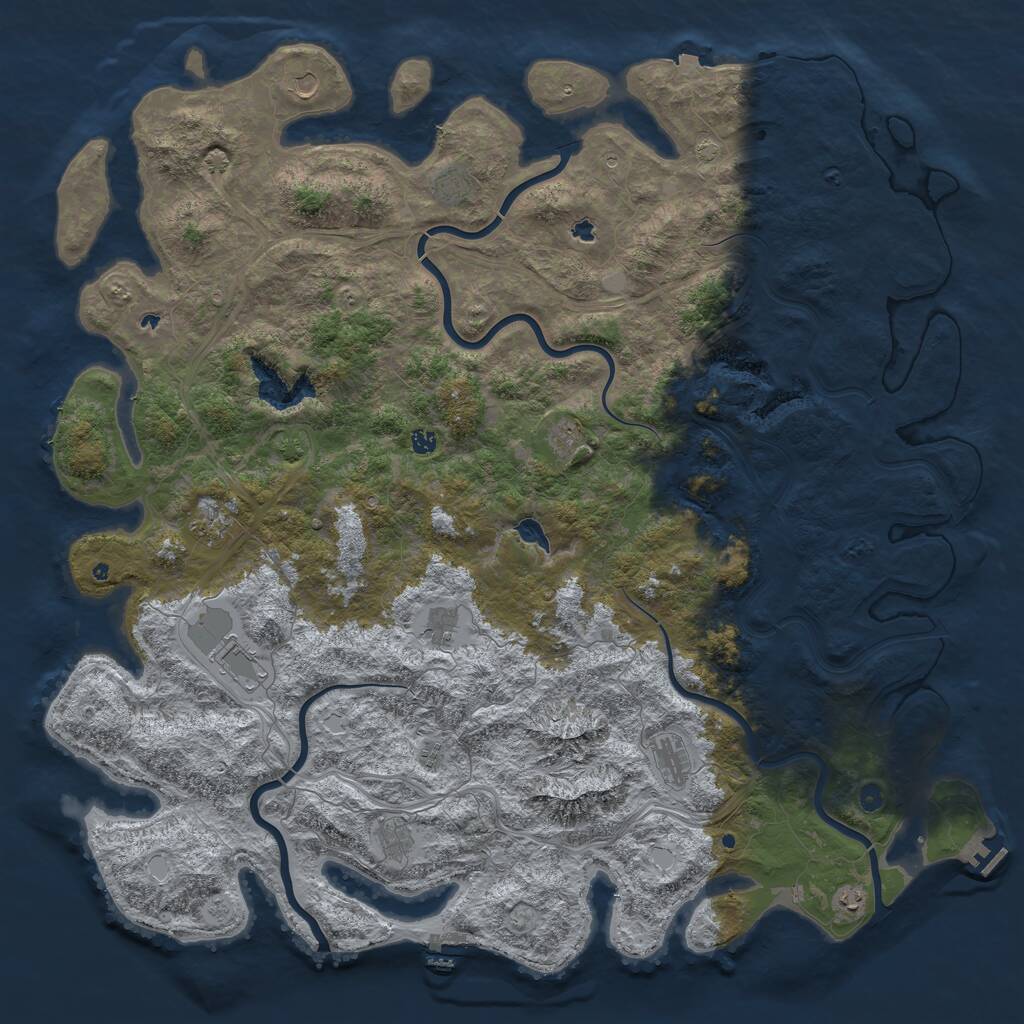 Rust Map: Procedural Map, Size: 6000, Seed: 694269, 17 Monuments