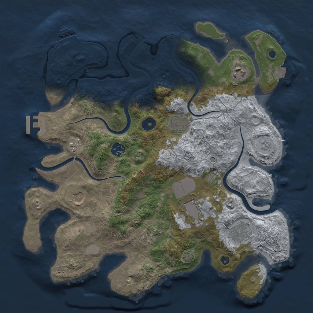 Rust Map: Procedural Map, Size: 3500, Seed: 205807735, 14 Monuments