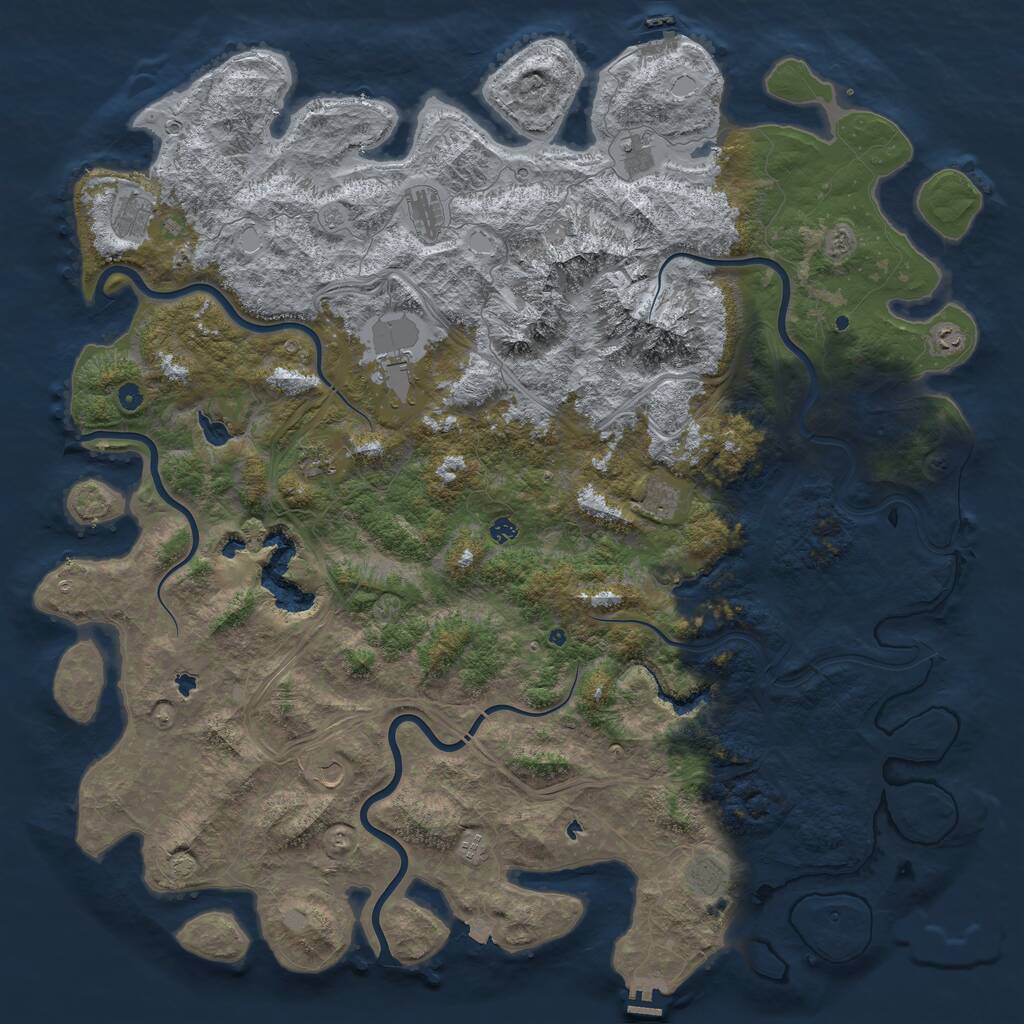 Rust Map: Procedural Map, Size: 6000, Seed: 1385510763, 17 Monuments