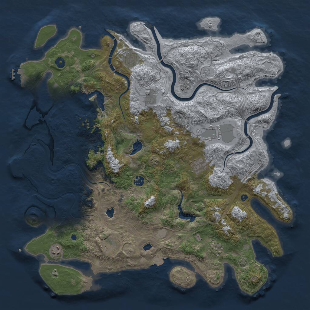 Rust Map: Procedural Map, Size: 4500, Seed: 1063570040, 15 Monuments