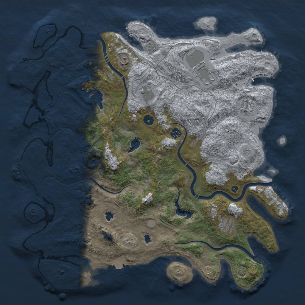 Rust Map: Procedural Map, Size: 4500, Seed: 1063570040, 13 Monuments