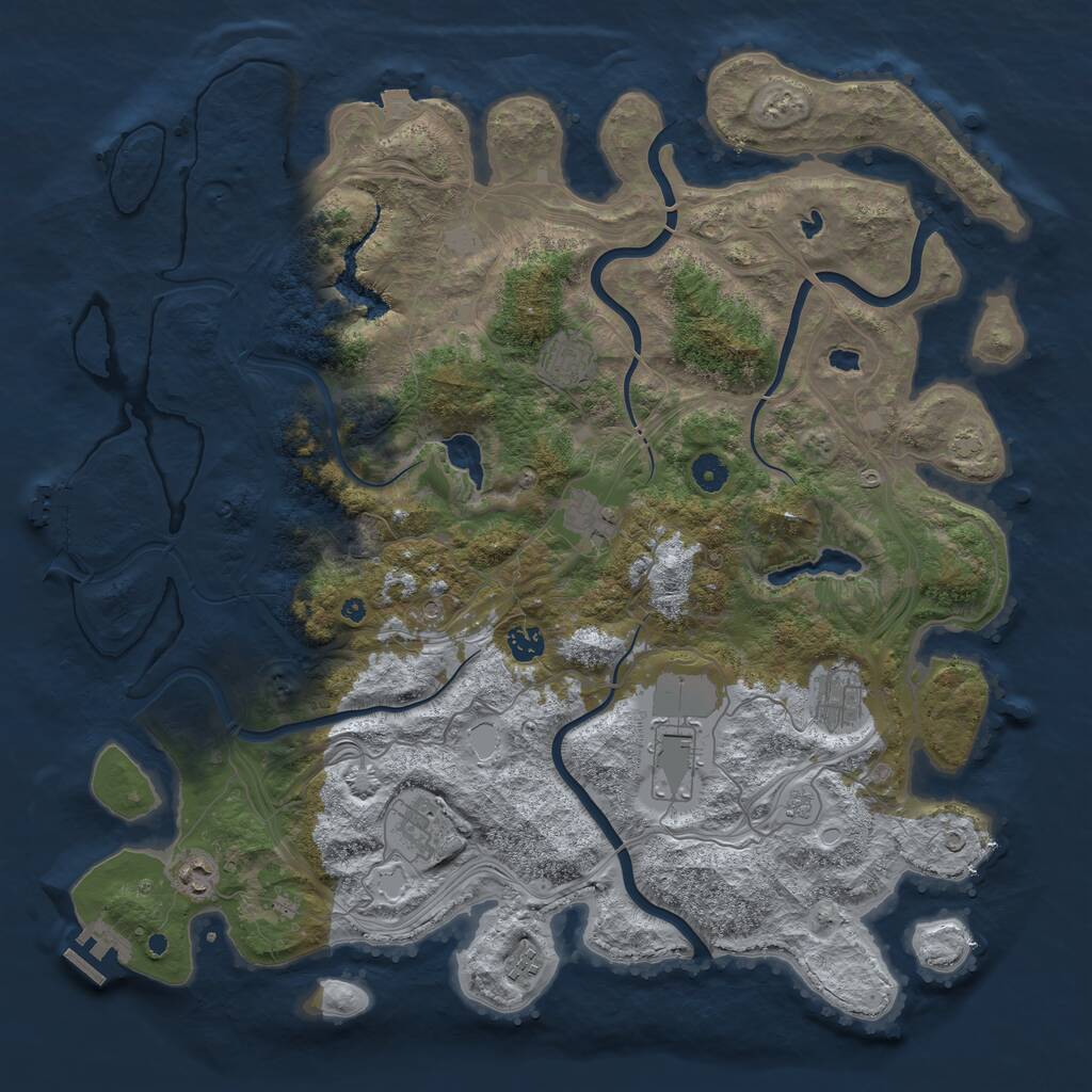 Rust Map: Procedural Map, Size: 4500, Seed: 910933887, 14 Monuments