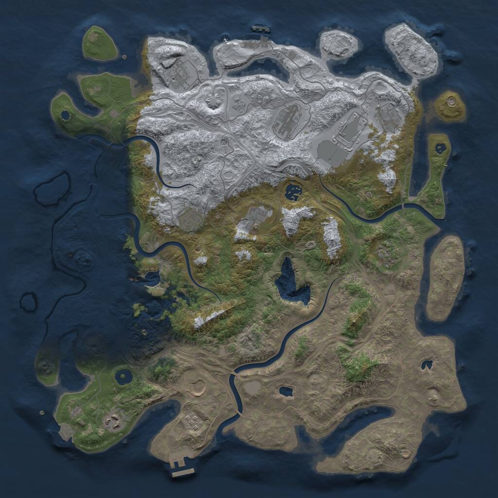 Rust Map: Procedural Map, Size: 4500, Seed: 2085293056, 17 Monuments