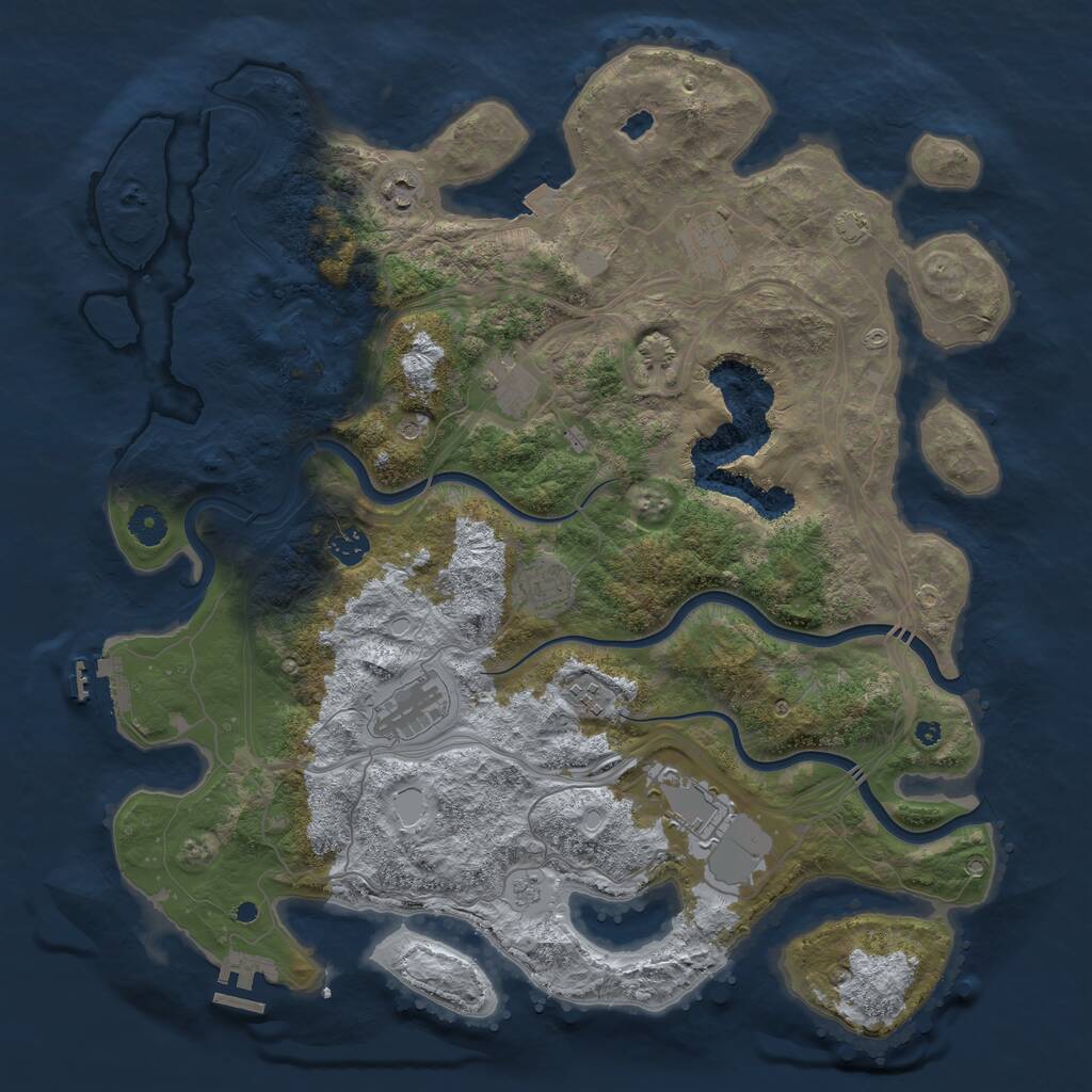 Rust Map: Procedural Map, Size: 4250, Seed: 1164104657, 14 Monuments
