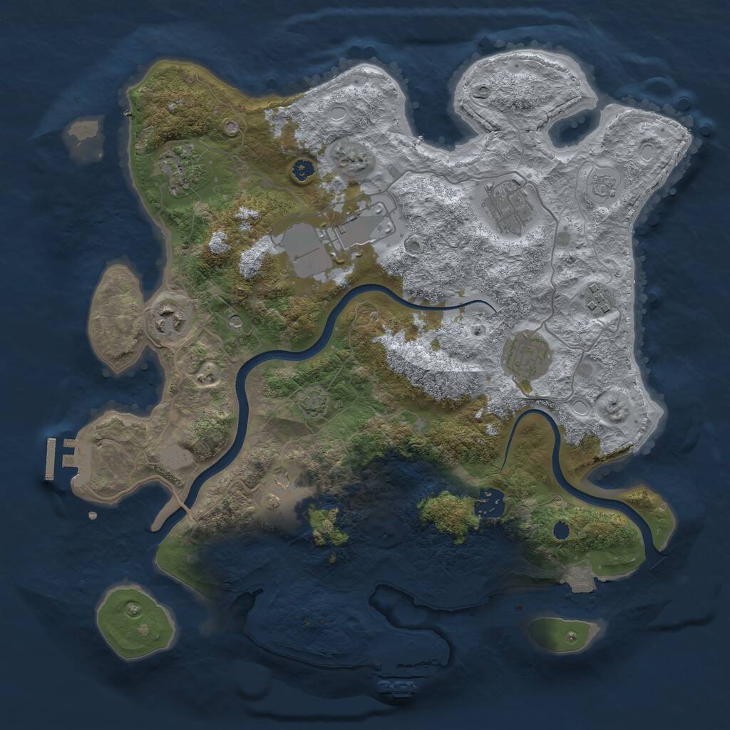 Rust Map: Procedural Map, Size: 3500, Seed: 42133, 14 Monuments