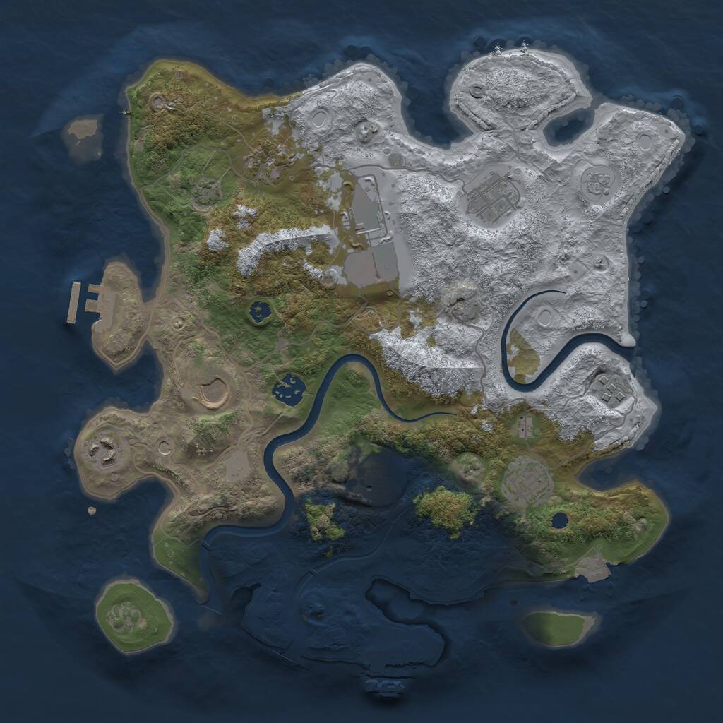 Rust Map: Procedural Map, Size: 3500, Seed: 42133, 15 Monuments