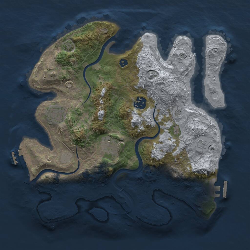 Rust Map: Procedural Map, Size: 3000, Seed: 1250843384, 9 Monuments