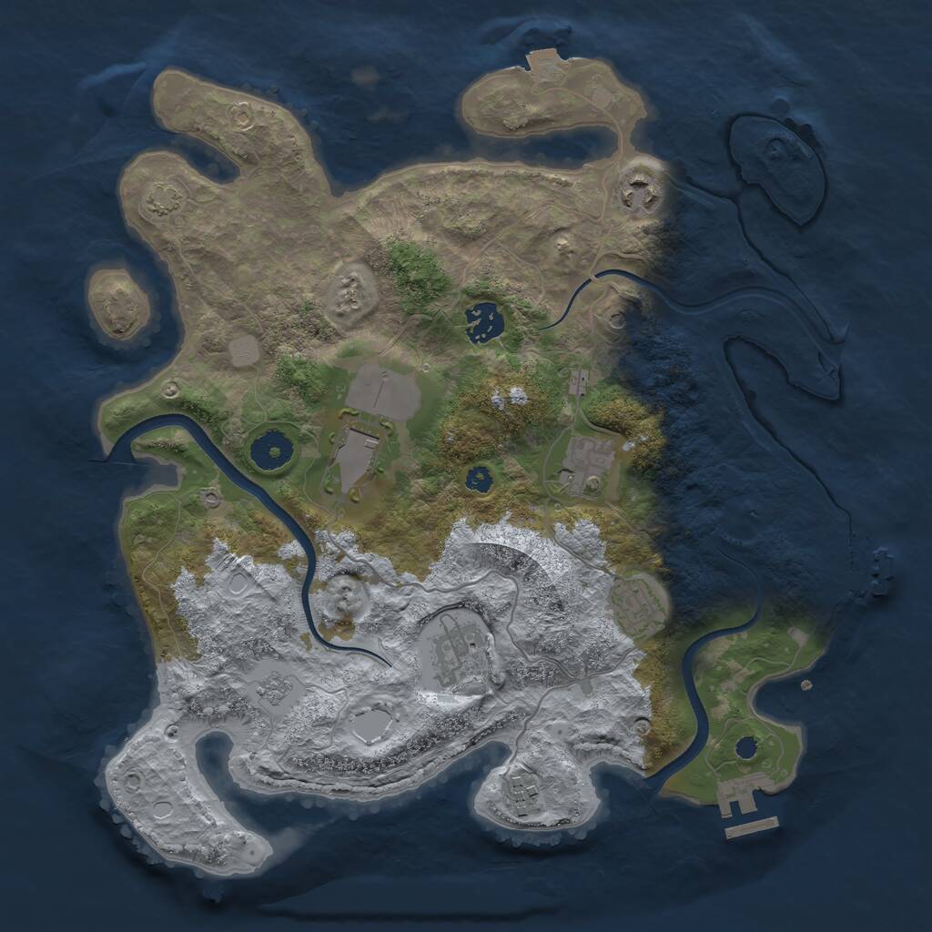 Rust Map: Procedural Map, Size: 3500, Seed: 169661554, 13 Monuments