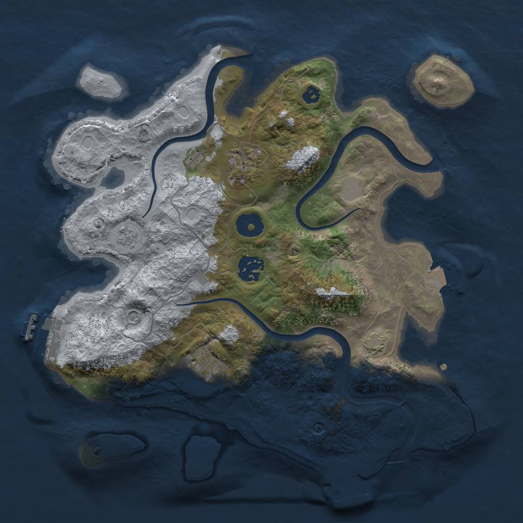 Rust Map: Procedural Map, Size: 3000, Seed: 1253082815, 9 Monuments