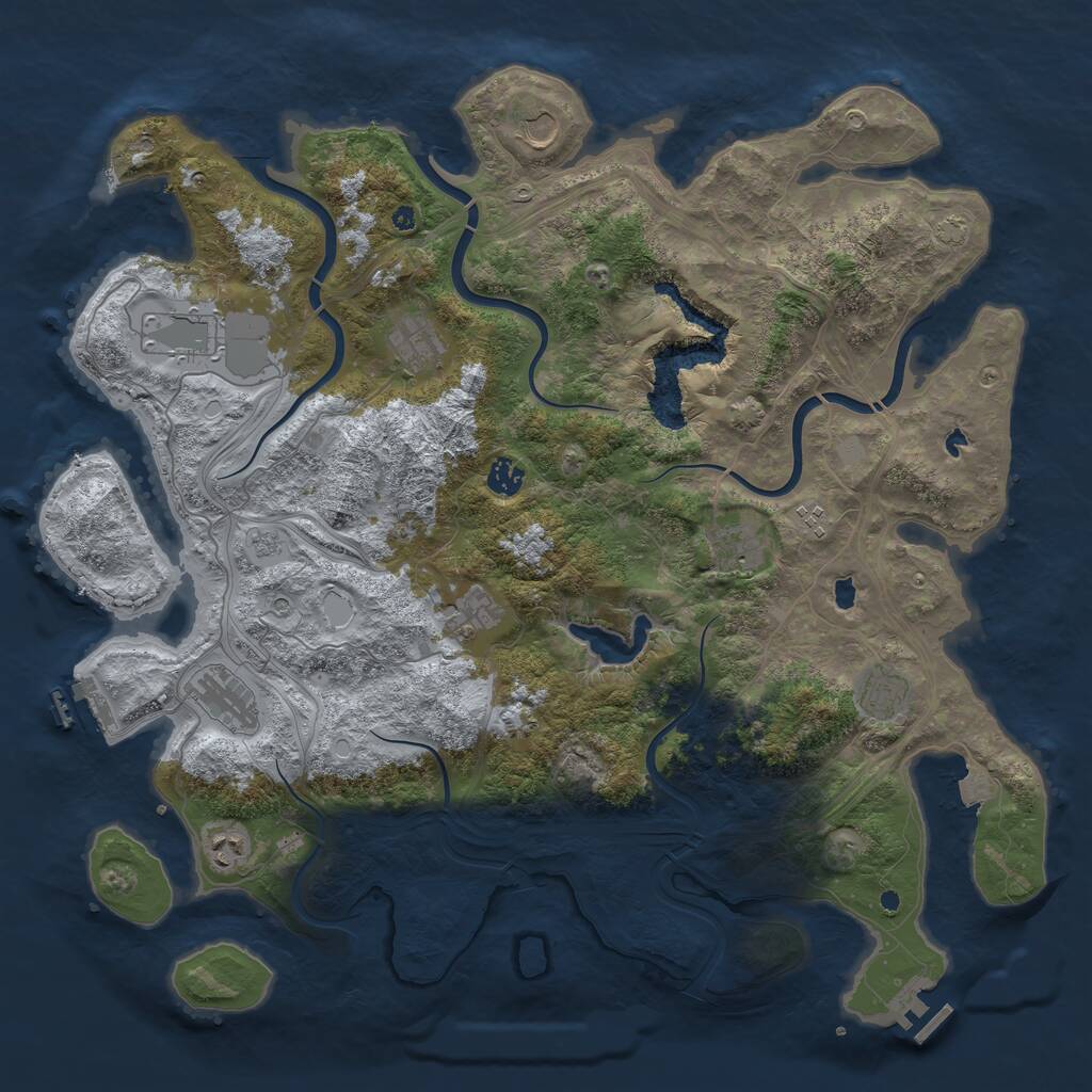 Rust Map: Procedural Map, Size: 4500, Seed: 932561222, 16 Monuments