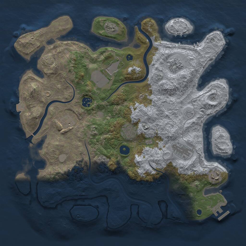 Rust Map: Procedural Map, Size: 3700, Seed: 1424470561, 13 Monuments