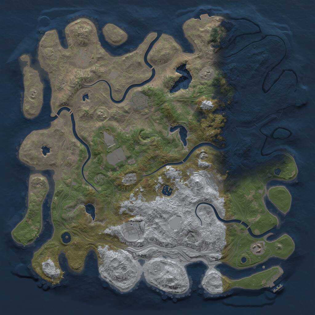 Rust Map: Procedural Map, Size: 4510, Seed: 4058, 14 Monuments