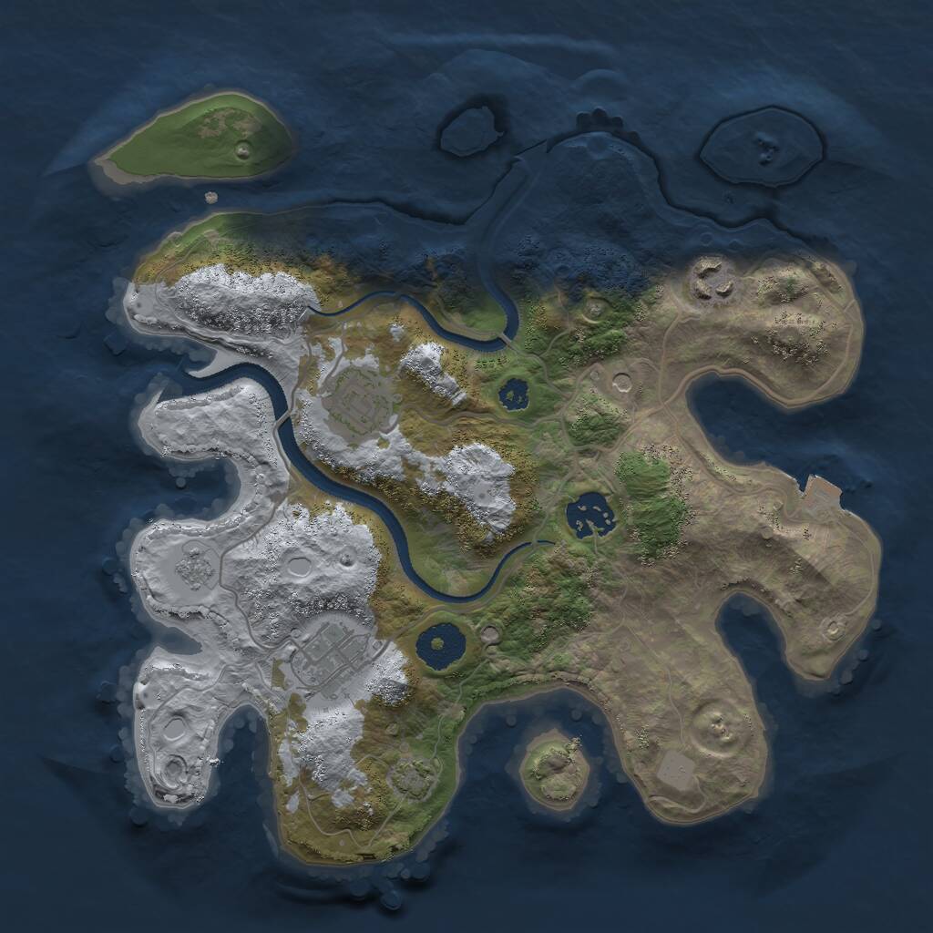 Rust Map: Procedural Map, Size: 3000, Seed: 7033, 8 Monuments