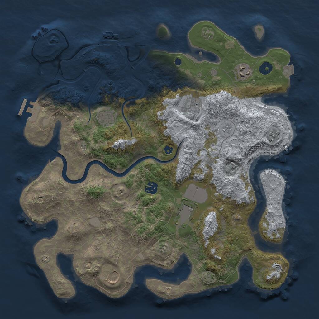 Rust Map: Procedural Map, Size: 3750, Seed: 1145144147, 13 Monuments