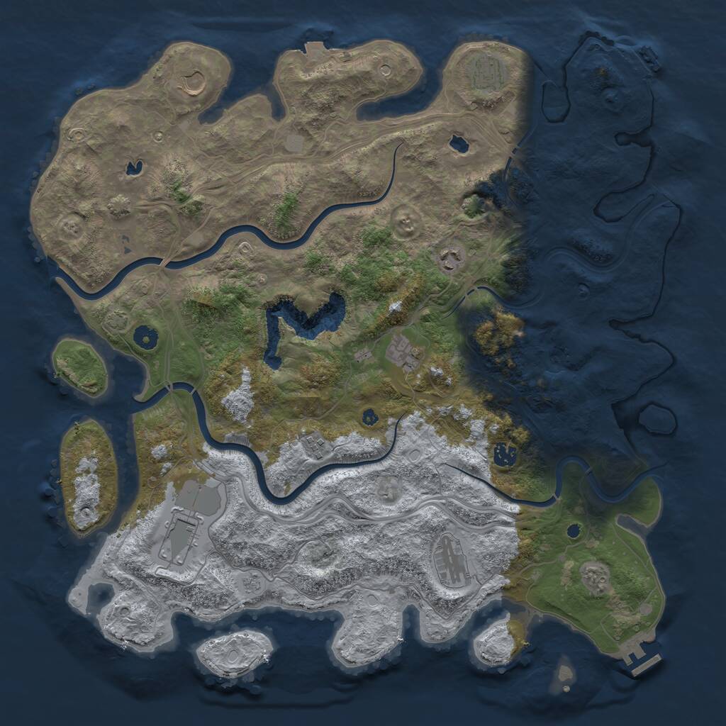 Rust Map: Procedural Map, Size: 4500, Seed: 819185631, 14 Monuments