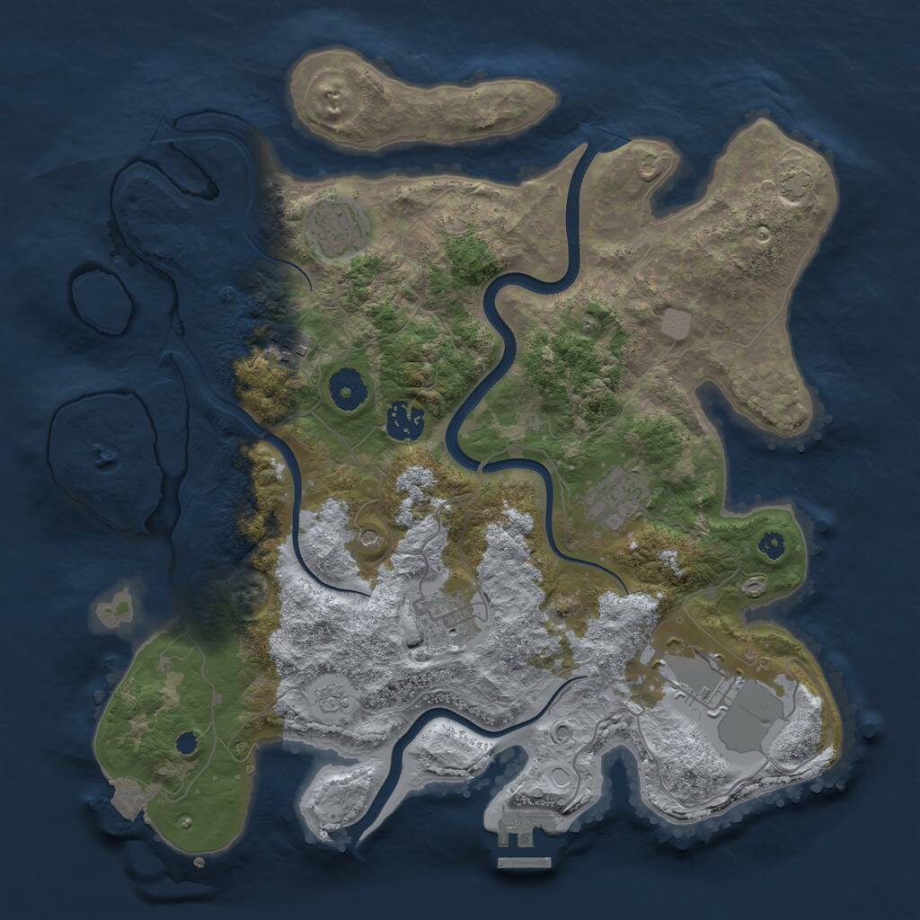 Rust Map: Procedural Map, Size: 3500, Seed: 1256459128, 11 Monuments