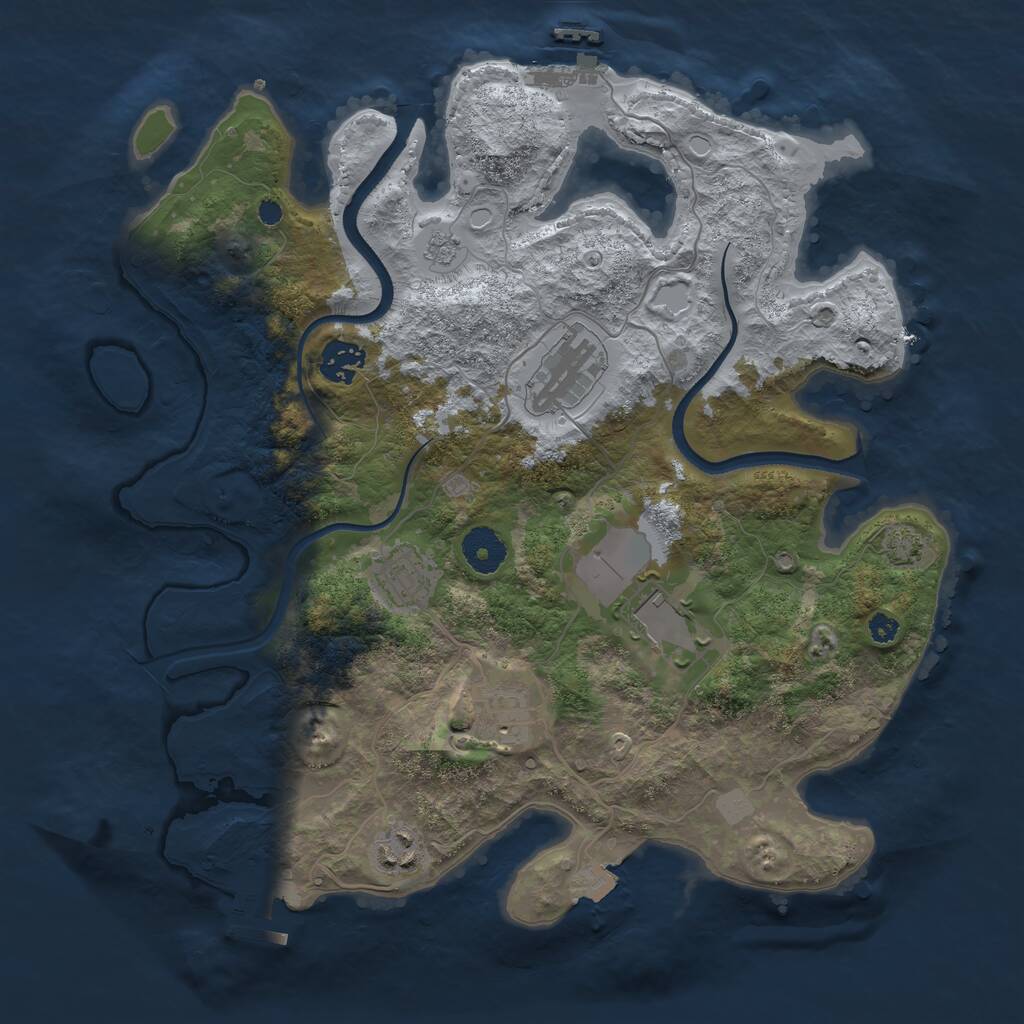 Rust Map: Procedural Map, Size: 3500, Seed: 599958651, 11 Monuments