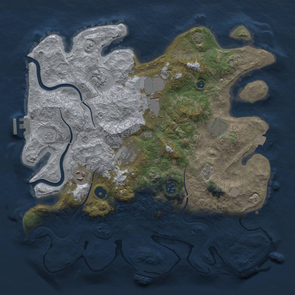 Rust Map: Procedural Map, Size: 3750, Seed: 1224348858, 13 Monuments