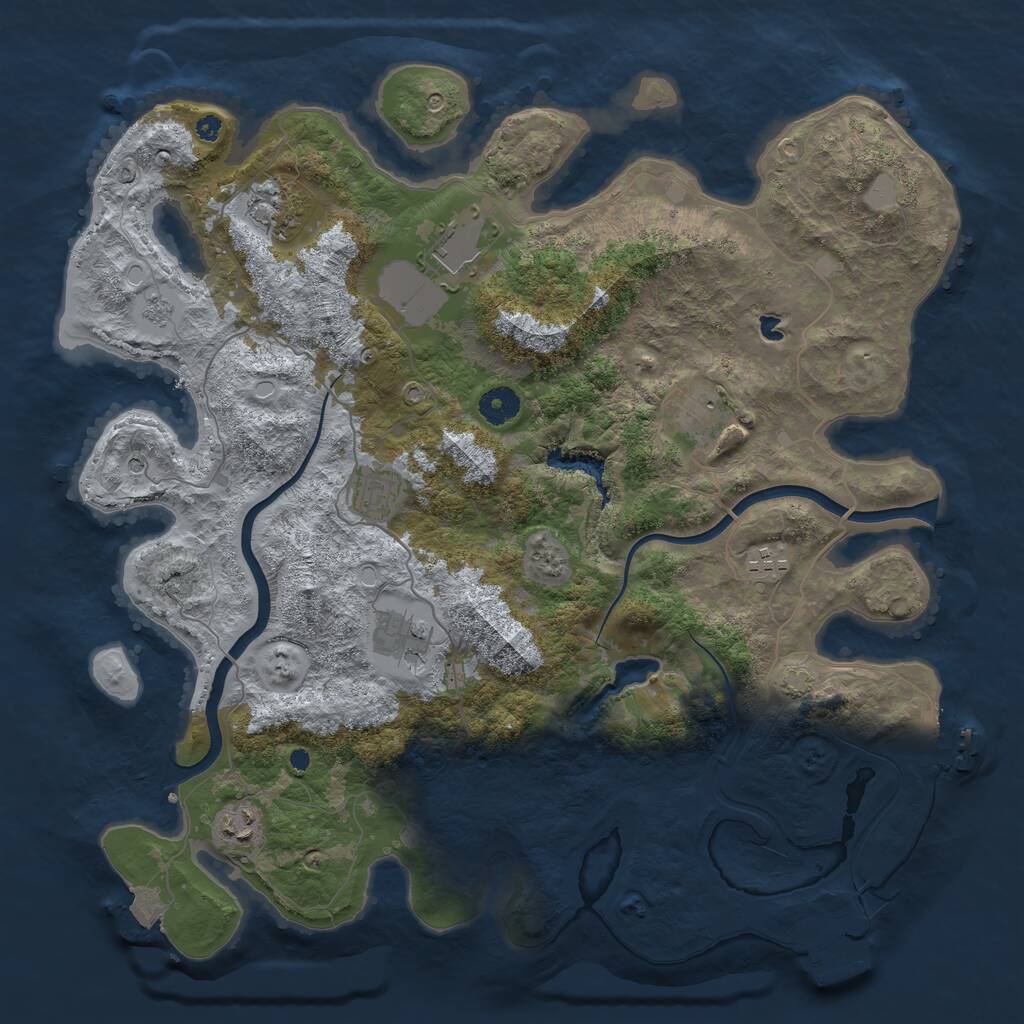 Rust Map: Procedural Map, Size: 4000, Seed: 551463578, 13 Monuments