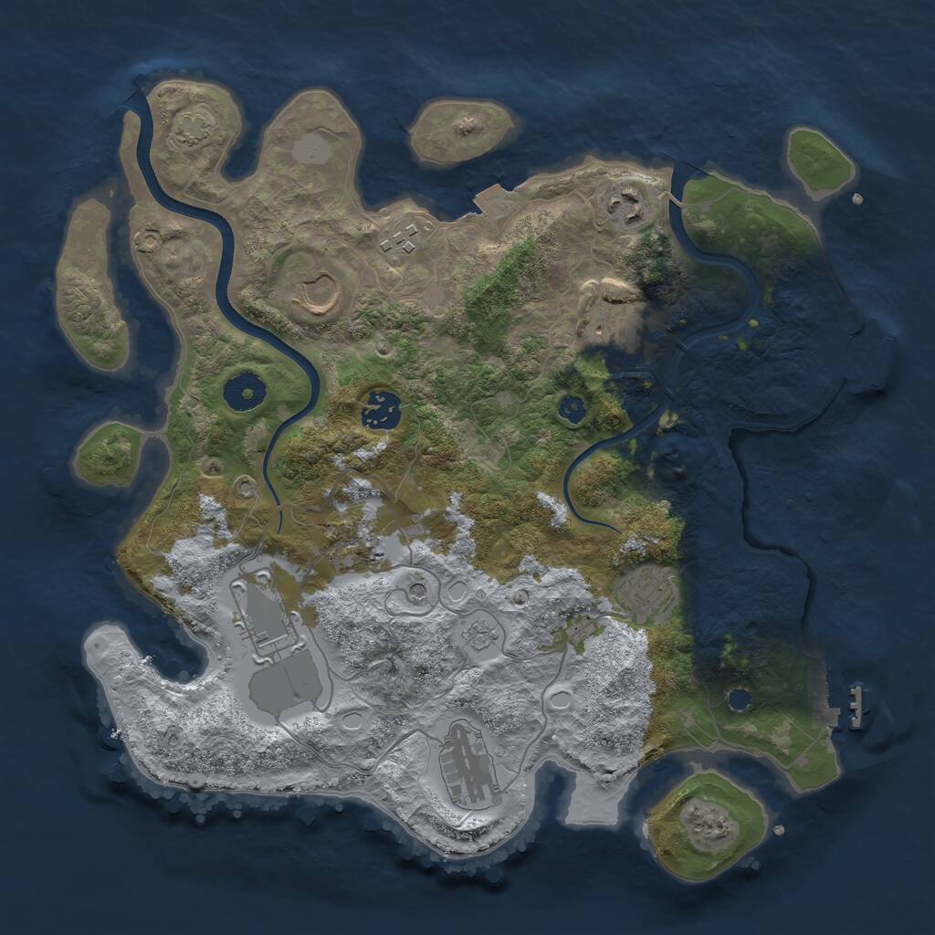 Rust Map: Procedural Map, Size: 3500, Seed: 1607616582, 15 Monuments
