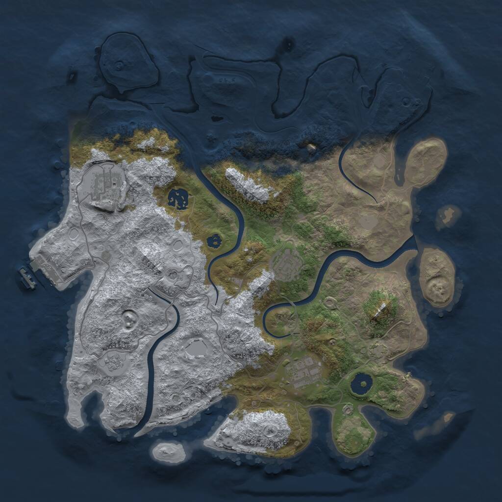 Rust Map: Procedural Map, Size: 3500, Seed: 2104307498, 10 Monuments