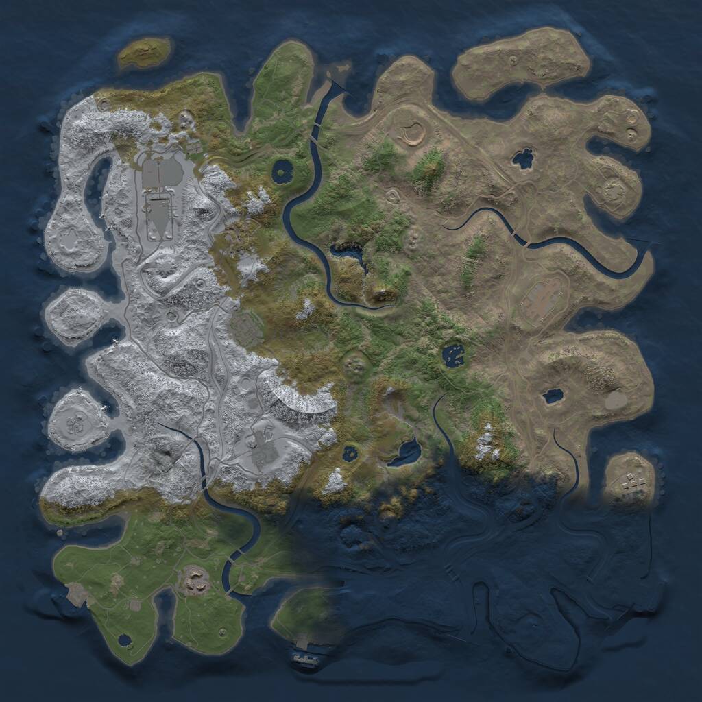 Rust Map: Procedural Map, Size: 4500, Seed: 1272490005, 15 Monuments