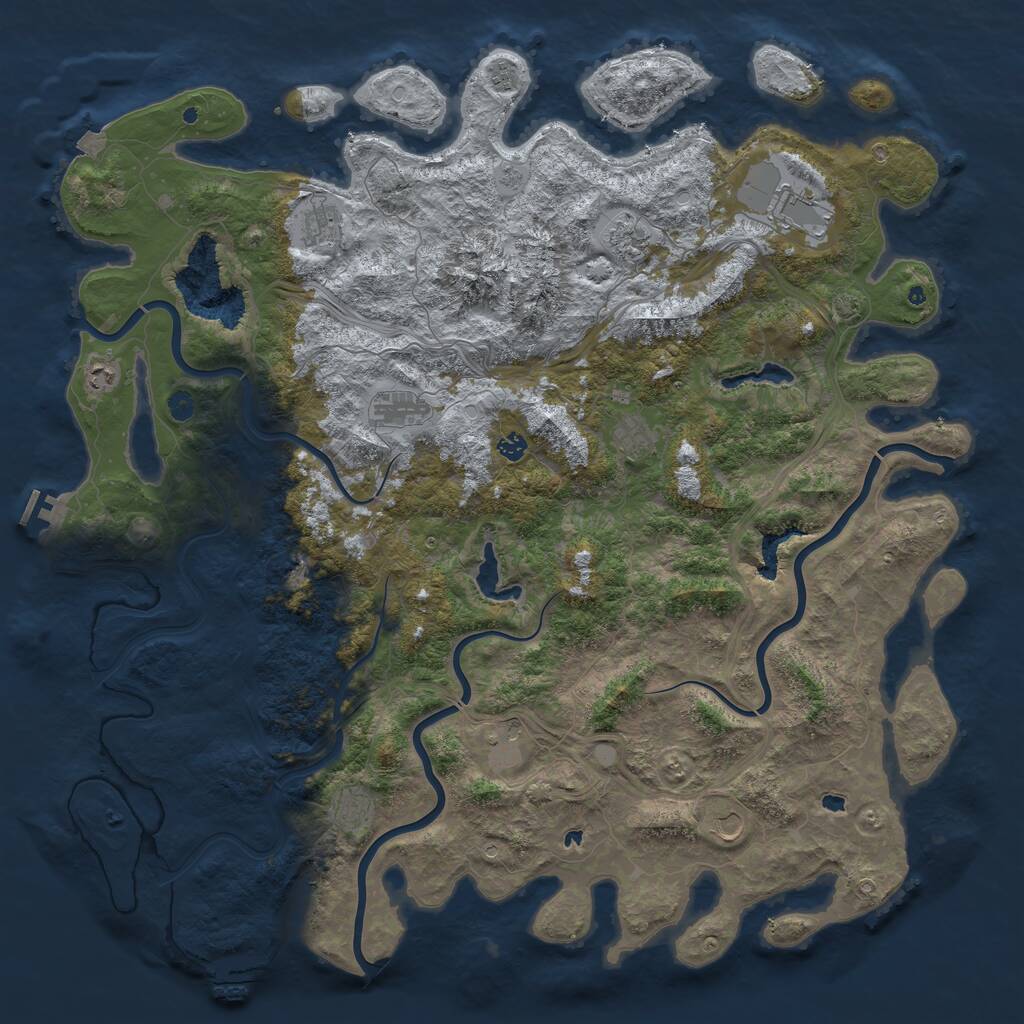 Rust Map: Procedural Map, Size: 5500, Seed: 384383907, 17 Monuments