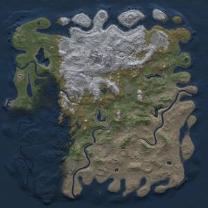 Thumbnail Rust Map: Procedural Map, Size: 5500, Seed: 384383907, 17 Monuments