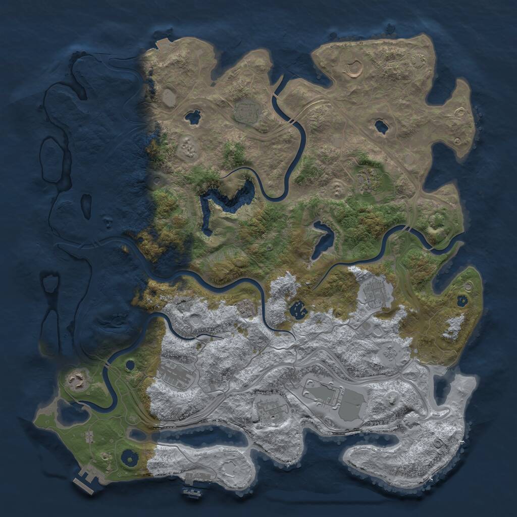 Rust Map: Procedural Map, Size: 4500, Seed: 1086723999, 16 Monuments