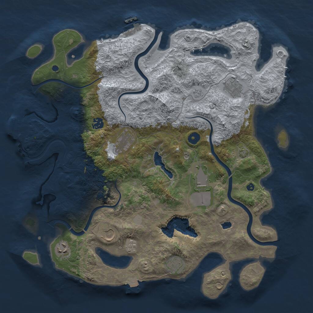 Rust Map: Procedural Map, Size: 4000, Seed: 9786, 14 Monuments