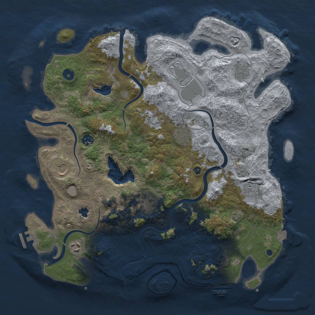 Rust Map: Procedural Map, Size: 4150, Seed: 42069, 16 Monuments