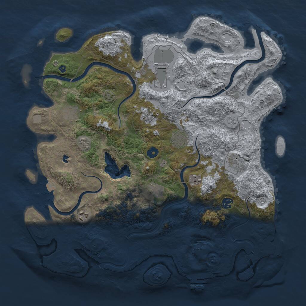 Rust Map: Procedural Map, Size: 4150, Seed: 42069, 15 Monuments