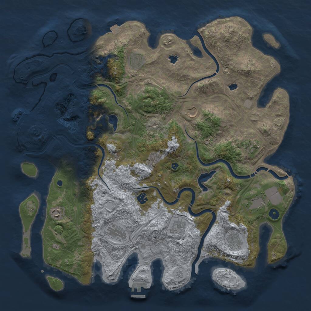 Rust Map: Procedural Map, Size: 4500, Seed: 1074148767, 17 Monuments
