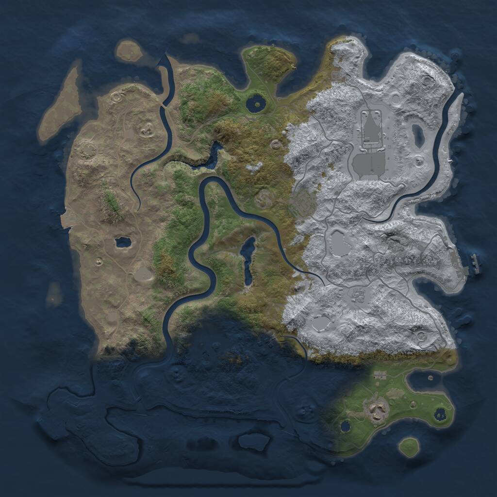 Rust Map: Procedural Map, Size: 4000, Seed: 1163457804, 11 Monuments