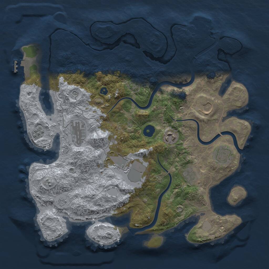 Rust Map: Procedural Map, Size: 3500, Seed: 560703544, 13 Monuments